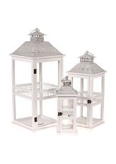 Lucerna dřevěná, bílá barva, cena za sadu 3ks.