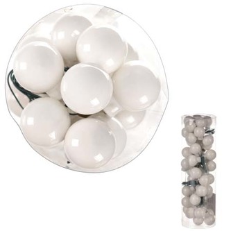 Ozdoby skleněné na drátku, barva bílá, pr.2cm, cena za 1 balení (48ks)