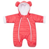 Zimní kojenecká kombinéza s kapucí a oušky New Baby Pumi red raspberry - velikost 56 (0-3m)