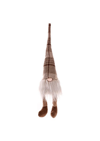 Skřítek se svítícím nosem, vánoční dekorace, látková, barva světle hnědá