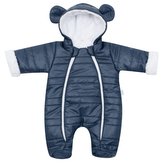 Zimní kojenecká kombinéza s kapucí a oušky New Baby Pumi blue - velikost 56 (0-3m)