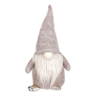 Skřítek látkový, šedivo-zlatá barva.