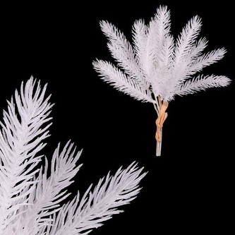 Smrk zápich, barva bílá s glitry. cena za 1ks. 4ks ve svazku.