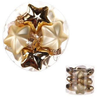 Ozdoby skleněné ve tvaru hvězdy, barva: zlatá, pr. 4cm, cena za 1 balení (12 ks)