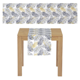 Běhoun s motivem listů, barva bílá, 40x150 cm,100 % polyester.