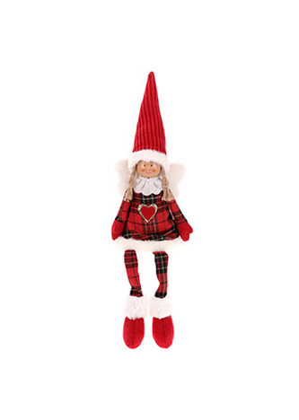 Anděl, látková vánoční dekorace, barva červená