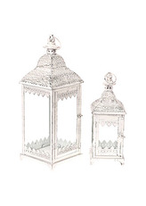 Kovová lucerna, sada 2ks. Cena za sadu.. Barva bílá antik.