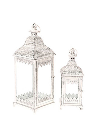 Kovová lucerna, sada 2ks. Cena za sadu.. Barva bílá antik.