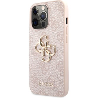 Guess PU 4G Metal Logo Case iPhone 13 Pro Max růžový