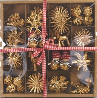 Ozdoby slaměné sada 38 ks