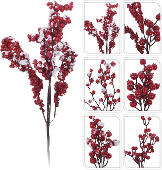 Dekorace větev s červenými kuličkami