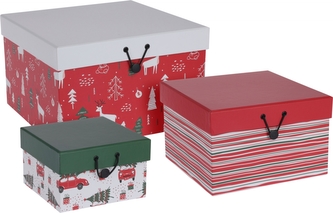 Dárkové papírové krabičky Xmas, sada 3 ks