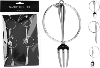 Sada kroužků na ubrousky 4 ks stříbrná