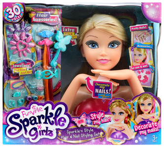 Česací hlava Sparkle Girlz se stylingem nehtů