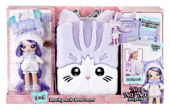Na! Na! Na! Surprise Batoh s pokojíčkem 3v1, série 3 – fialová kočička