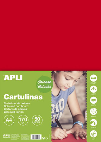 Farebný papier A4 170 g - červený 50 ks