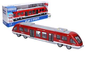 Vlak s efektmi, mestská doprava 44cm, červený