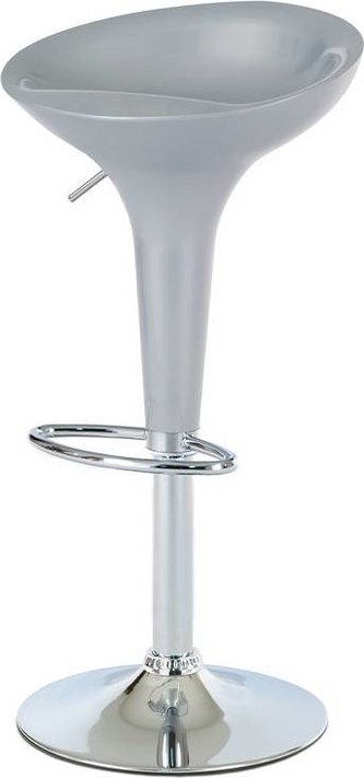 Barová židle, stříbrný plast, chromová podnož, výškově nastavitelná AUB-9002 SIL Art - Art