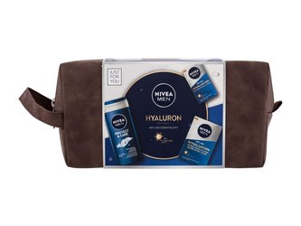 Nivea Men Hyaluron balzám po holení Men Hyaluron 100 ml + denní pleťový krém Men Hyaluron 50 ml + sprchový gel Protect & Care 250 ml + kosmetická taštička