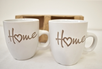 Porcelánový hrnek Home bílý, sada 2 ks II. jakost
