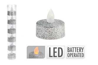 LED čajová sviečka 6ks - Strieborná