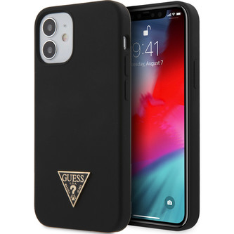 Guess Silicone Metal Triangle kryt iPhone 12 mini 5.4" černý