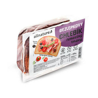 Allnature Bezlepkový chlebík řemeslný tmavý 235 g