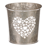 Obal z kovu na květiny, v  tmavě krémové barvě se srdcem.