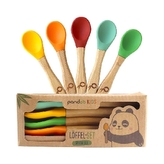 Pandoo Dětské bambusové lžičky s měkkou silikonovou hlavičkou 5 ks