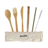 Pandoo Bambusová cestovní sada příborů s hůlkami a brčkem