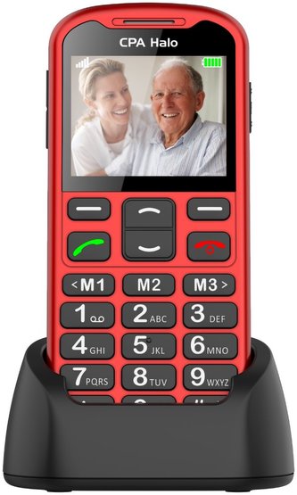 CPA Halo 19 Senior červený s nabíjacím stojanom 2,2" farebný display/ FM rádio/ LTE