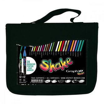 Graph´it Shake sada 12 středně velkých a 12 tenkých popisovačů v pouzdru