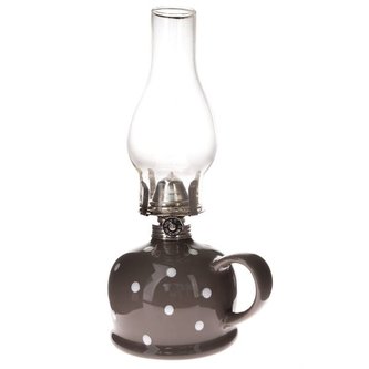 Petrolejová lampa - šedá s bielymi bodkami, 0/9