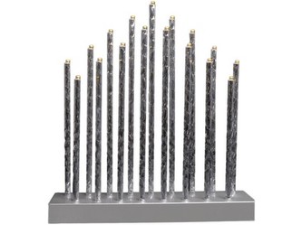 svícen vánoční 17 svíček LED,teplá BÍ,Al+ABS STŘ,28,5x26x5,7cm,3xAA baterie