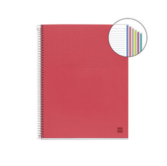 MIQUELRIUS poznámkový blok Nordic NB-6, A5, 120 listů, 90g, linkovaný, PP, transp. červený