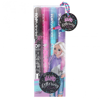 Fixy s dvojitou linkou Top Model, 4 farby, čierna, ružová, modrá, fialová