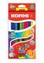 Kores Jumbo DUO trojhranné pastelky 5 mm s strúhadlom 12 farieb + 2 metalické farby