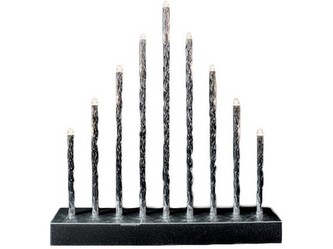 svícen vánoční 9 svíček LED,teplá BÍ,Al+ABS STŘ,26x24,8x5,7cm,3xAA baterie