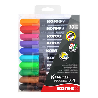 Kores K-MARKER Permanentný popisovač, okrúhly hrot 3 mm, mix 10 farieb