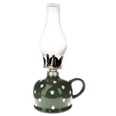 Petrolejová lampa - tmavo zelená s bielymi bodkami, 0/9