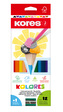 Kores Trojhranné pastelky KOLORES 3 mm s strúhadlom 12 farieb
