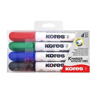 Kores K-MARKER Popisovač na biele tabule a flip charty, okrúhly hrot 3 mm, mix 4 farieb
