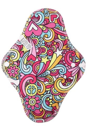 Noční vložka (PUL) - Hippie na růžové, sv. růžový velur (kojenecký plyš)