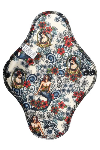 Noční vložka (PUL) - Mořská diva, černý velur (kojenecký plyš)