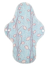 BIO XL vložka (Bavlněné froté s PUL) - Stříbrné lístečky na modré (biobavlněný úplet s GOTS)