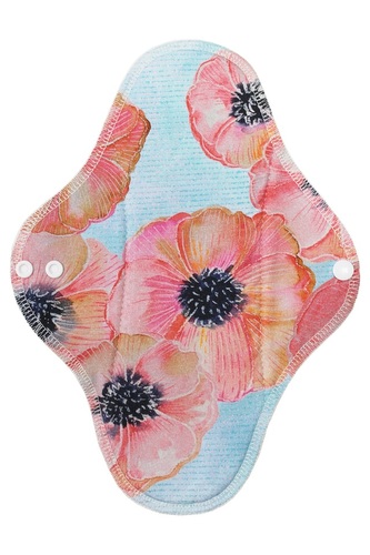 BIO Noční vložka (Bavlněné froté s PUL) - Akvarelové květy (biobavlněný úplet s GOTS)