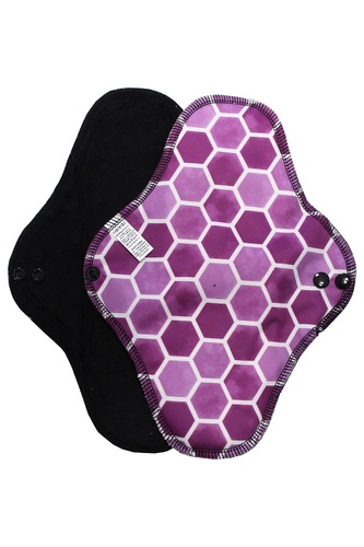 Noční vložka (PUL) - Medové plástve fialové, černý velur (kojenecký plyš)