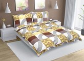 Povlečení krepové na dvoudeku - béžové čtverce - 1x 200x220, 2ks 70x90 cm