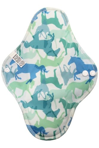 Noční vložka (PUL) - Divocí koně, sv. modrý velur (kojenecký plyš)