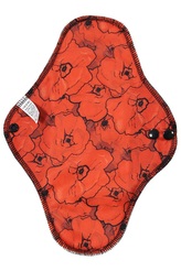 Noční vložka (PUL) - Vlčí máky, černý velur (kojenecký plyš)